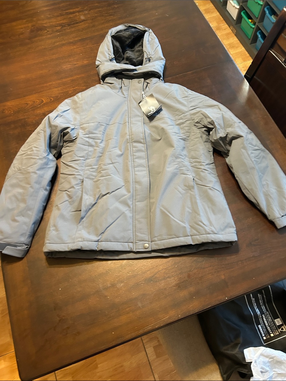 Womans Hooded Insulated Jacket - Gray size L